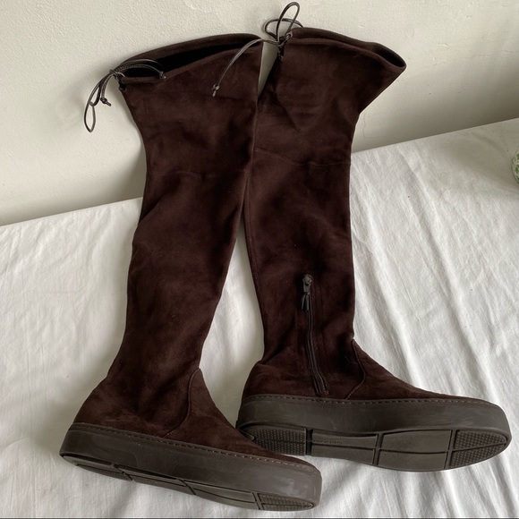 Stuart Weitzman Dark Brown Stretch Suede Over The Knee Boots - Picture 15 of 15